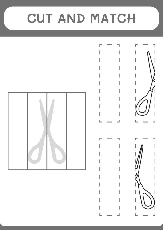 knip en match delen van een schaar, spel voor kinderen. vectorillustratie, afdrukbaar werkblad vector