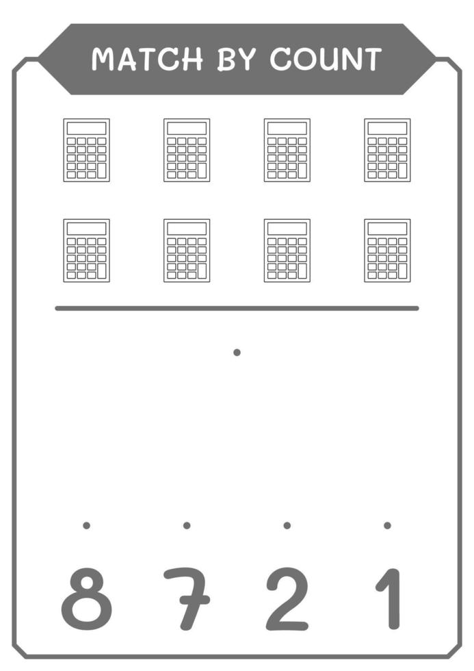 match door telling van rekenmachine, spel voor kinderen. vectorillustratie, afdrukbaar werkblad vector