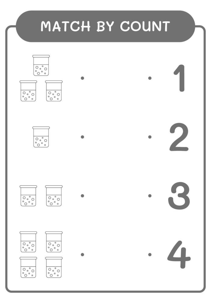 match door telling van scheikundefles, spel voor kinderen. vectorillustratie, afdrukbaar werkblad vector