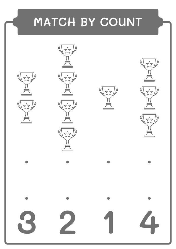 match door telling van trofee, spel voor kinderen. vectorillustratie, afdrukbaar werkblad vector