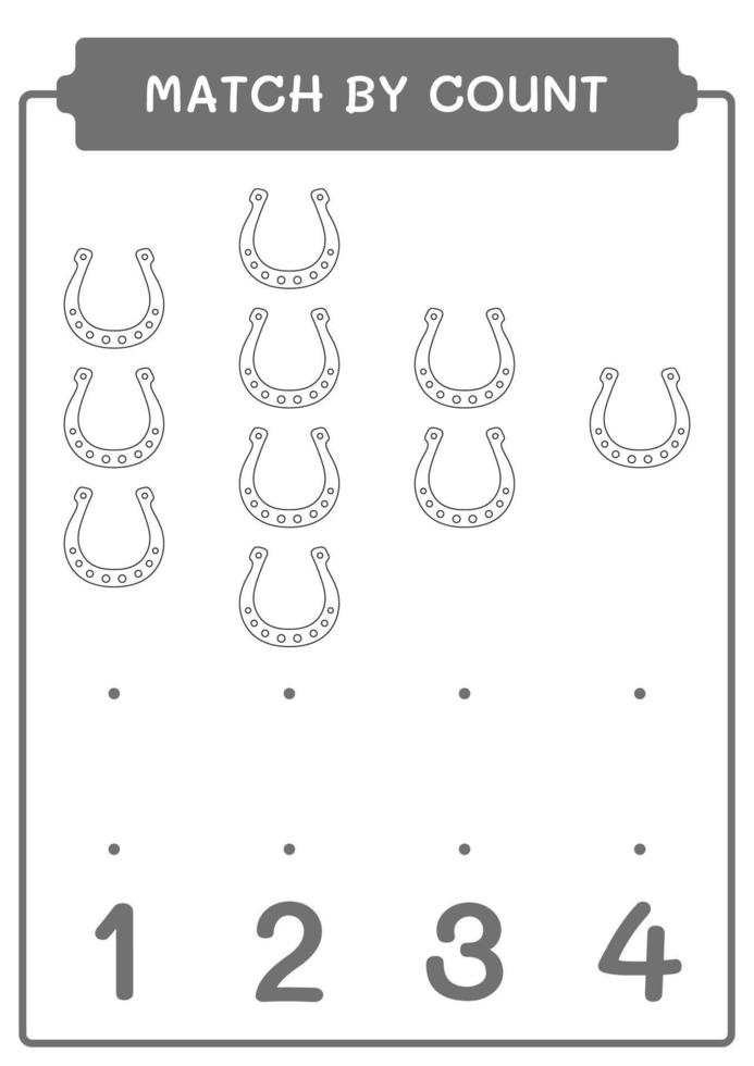 match door telling van hoefijzer, spel voor kinderen. vectorillustratie, afdrukbaar werkblad vector