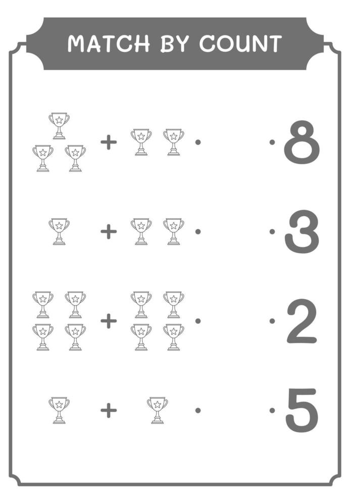 match door telling van trofee, spel voor kinderen. vectorillustratie, afdrukbaar werkblad vector