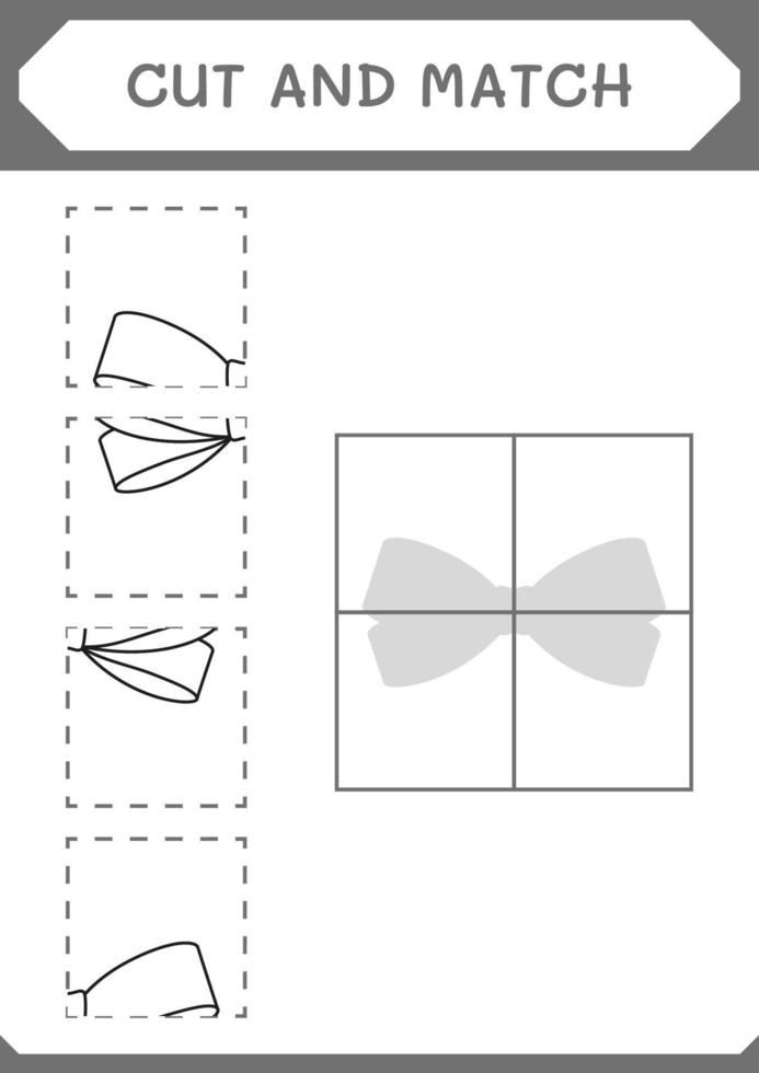 knip en match delen van lint, spel voor kinderen. vectorillustratie, afdrukbaar werkblad vector