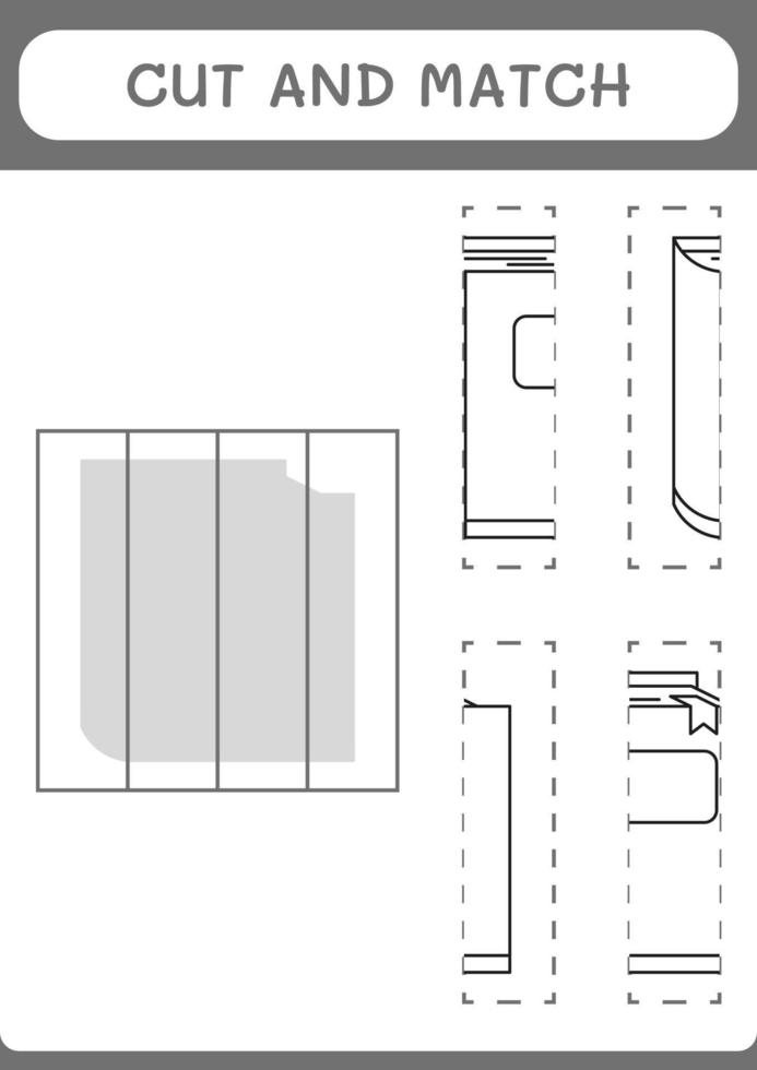 knip en match delen van notebook, spel voor kinderen. vectorillustratie, afdrukbaar werkblad vector