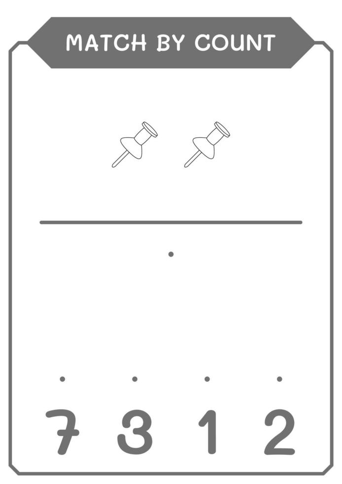 match door telling van push pins, spel voor kinderen. vectorillustratie, afdrukbaar werkblad vector