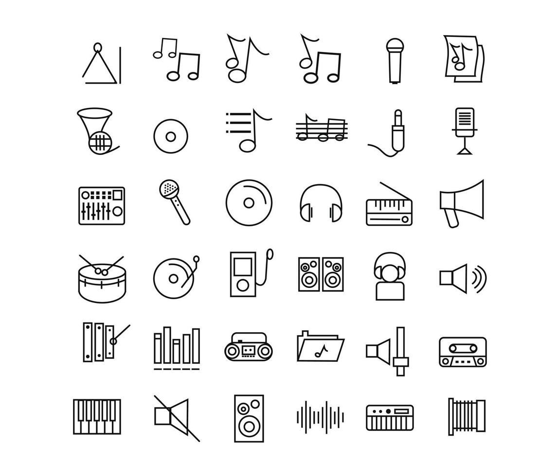 muziek- icoon - uitbreiden naar ieder grootte - verandering naar ieder kleur. vlak vector pictogrammen - zwart illustratie Aan wit achtergrond.