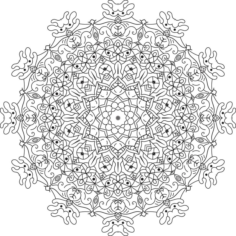 vector hand- getrokken tekening mandala. mehndi, tatoeëren, decoratie, henna, kleur boek bladzijde. vrij vector