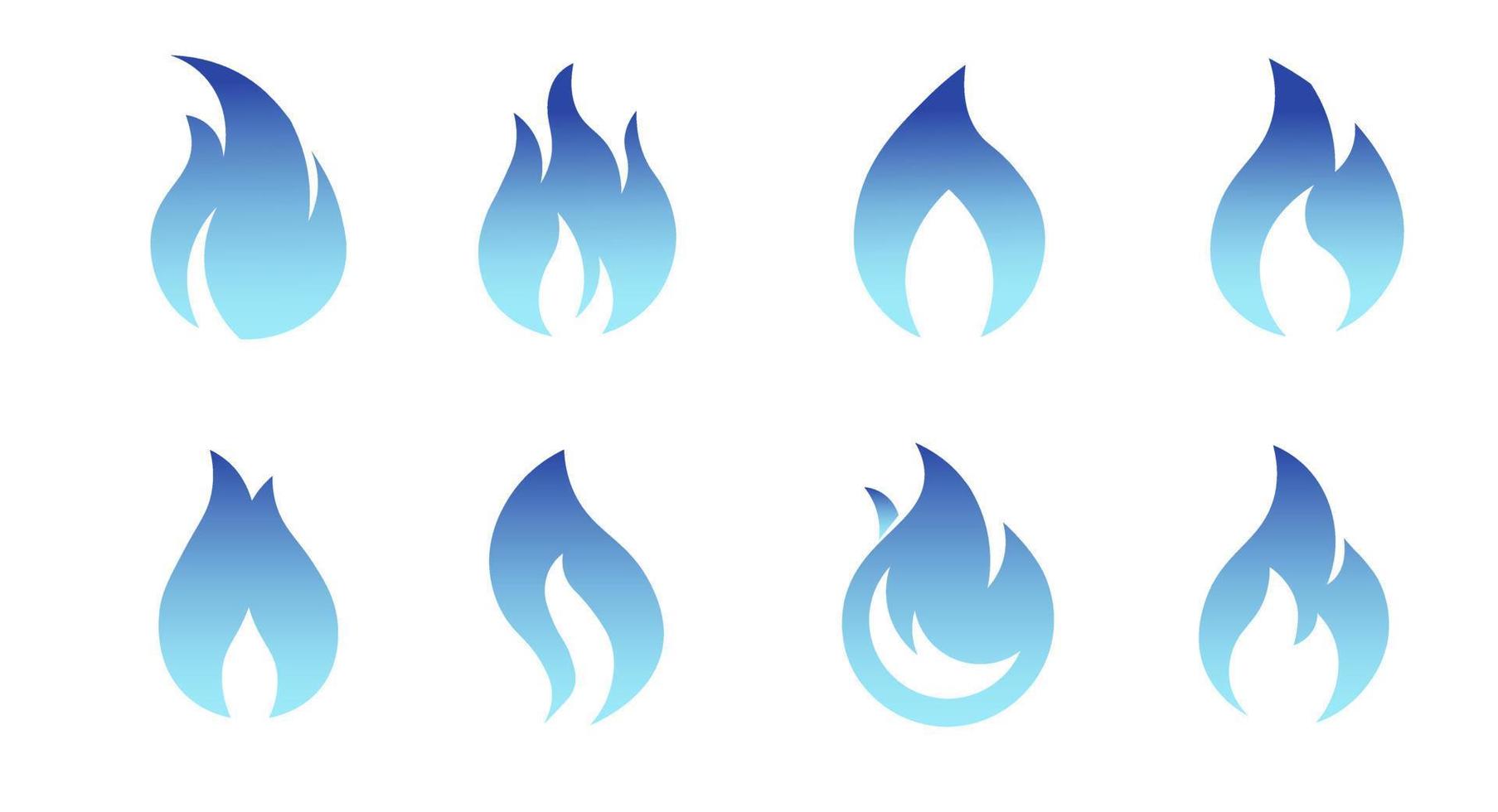 gas- vlammen vector pictogrammen geïsoleerd van de achtergrond. teken reeks blauw brandend natuurlijk gas- in de vlak stijl. vector illustratie