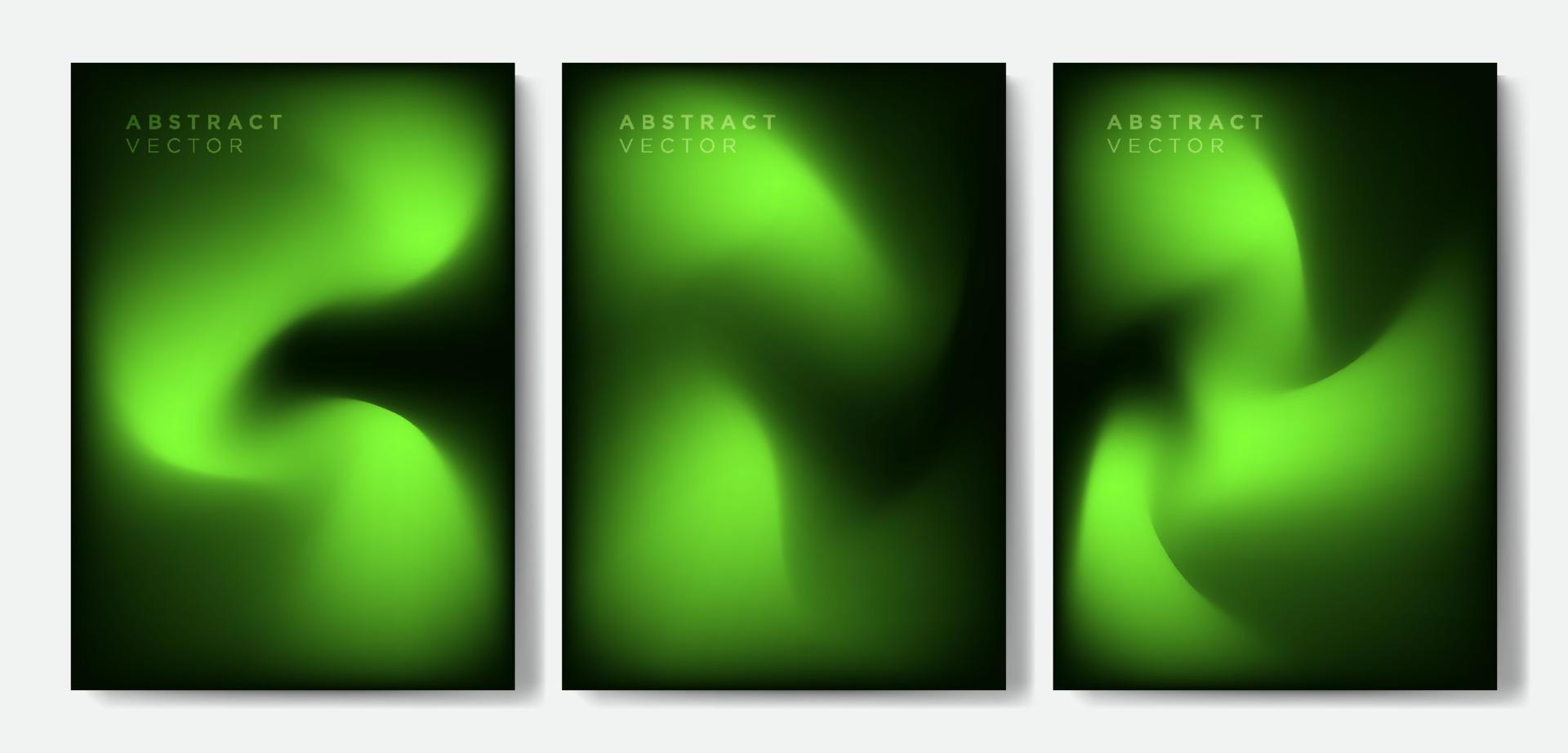 minimalistische mysticus groen helling Hoes achtergronden vector reeks met modern vloeistof kleur. modern behang ontwerp voor presentatie, affiches, omslag, website en banier