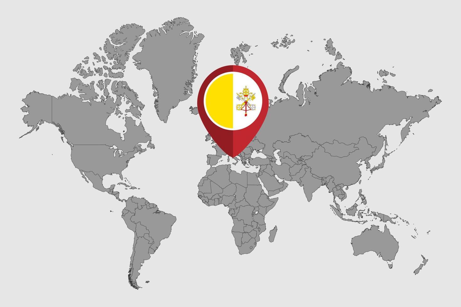 speldkaart met de vlag van de vaticaanstad op wereldkaart. vectorillustratie. vector