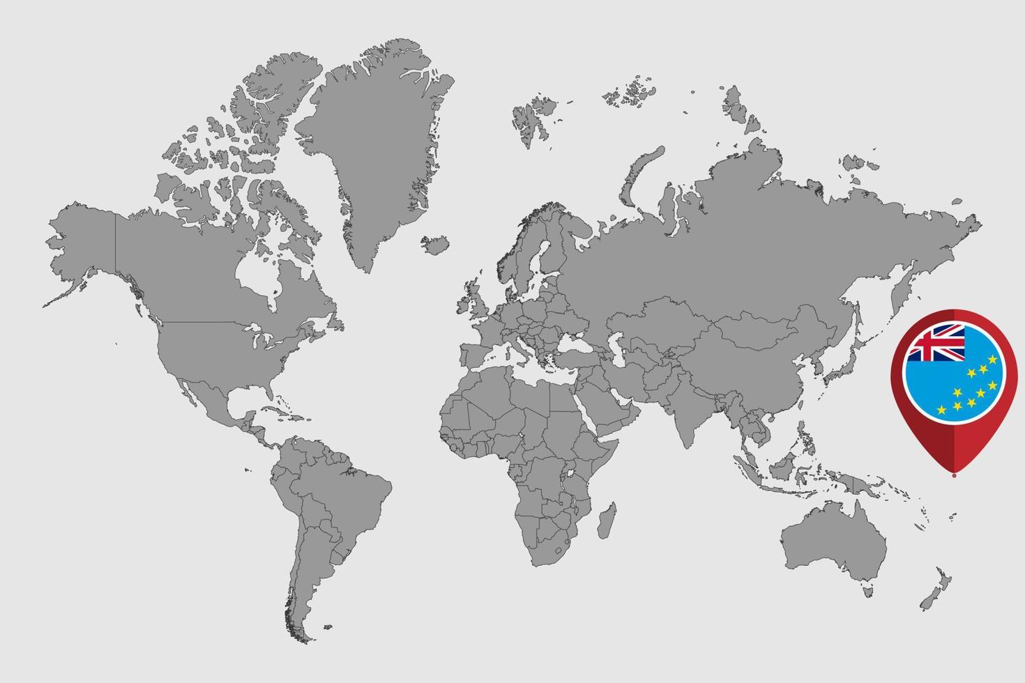 speldkaart met Tuvalu-vlag op wereldkaart. vectorillustratie. vector