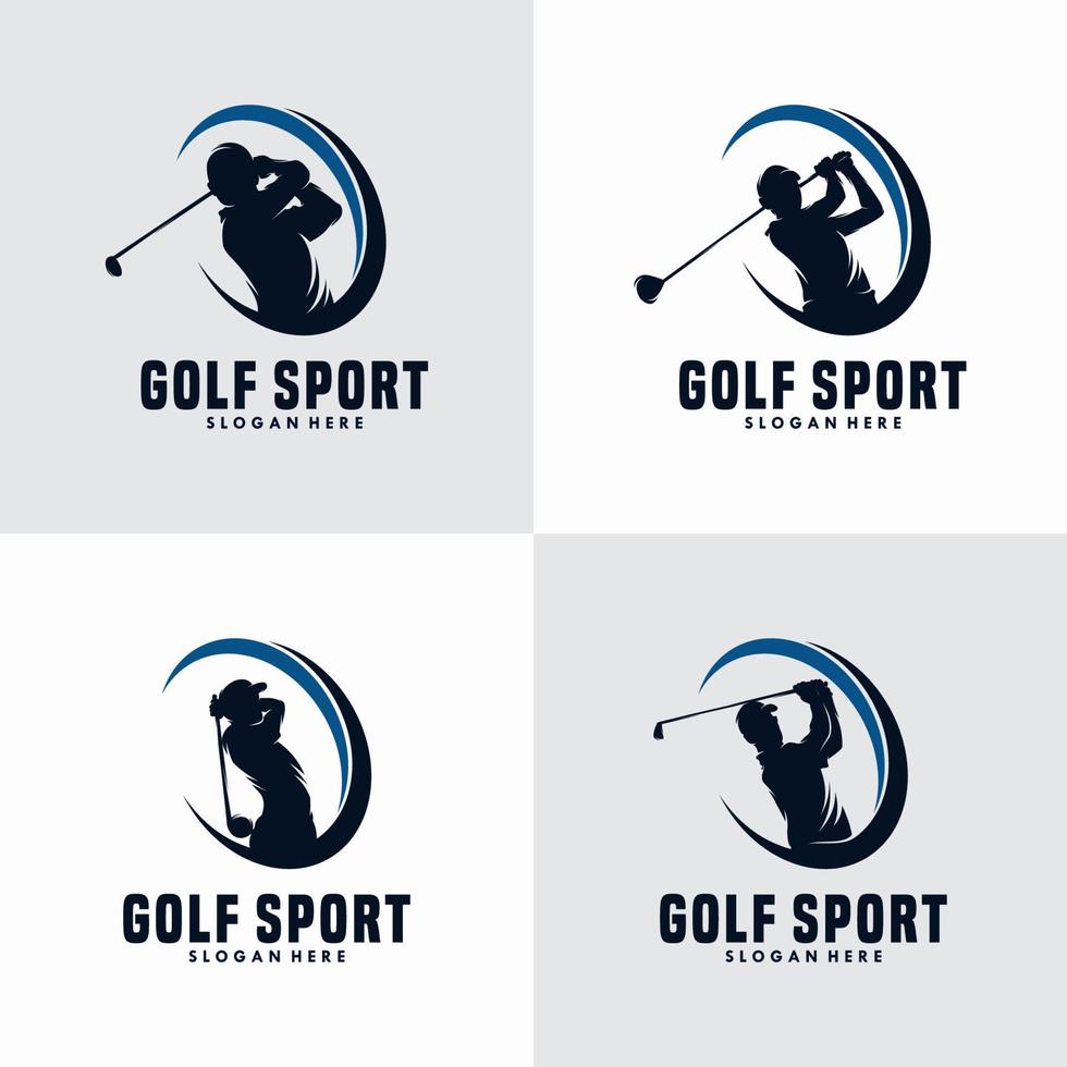 reeks van golf sport silhouet logo ontwerp sjabloon vector