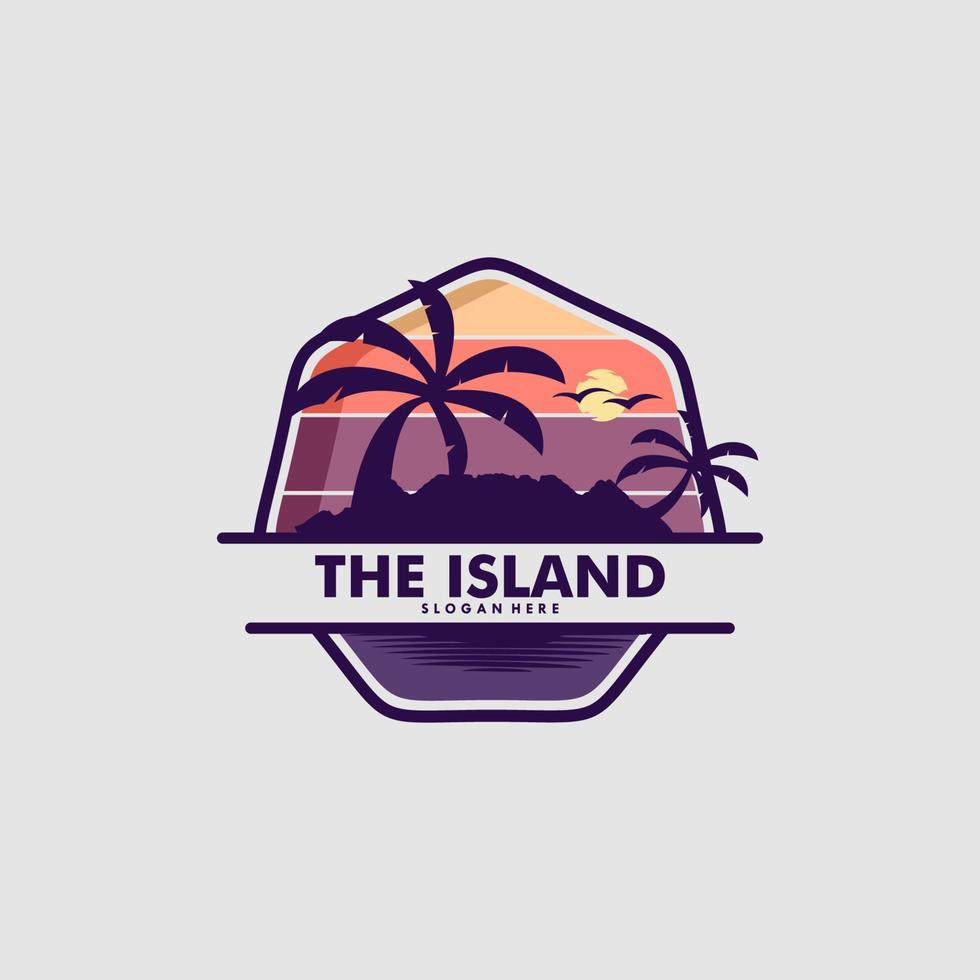 eiland logo ontwerp vector sjabloon premie vector