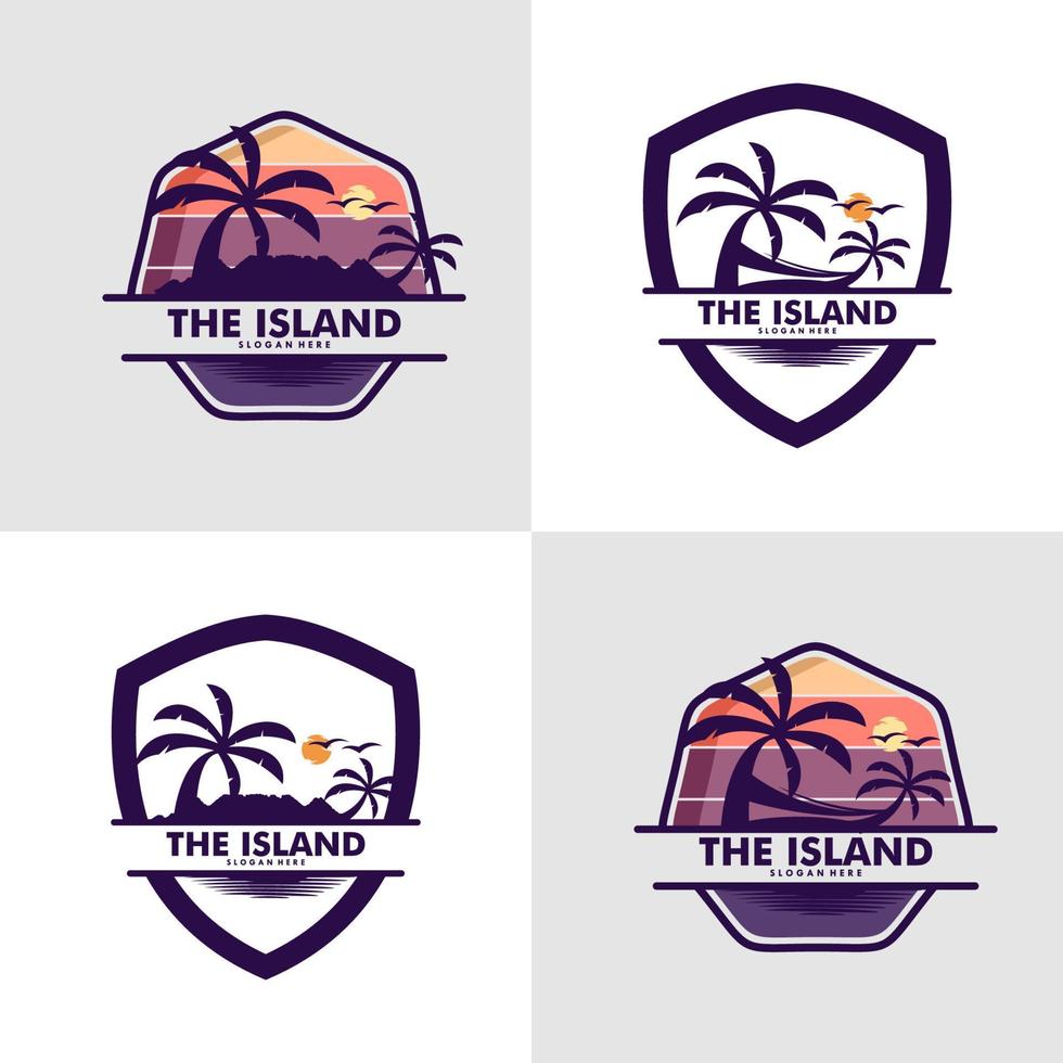 eiland logo ontwerp vector sjabloon premie vector