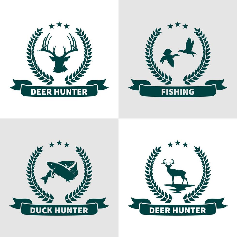 reeks van dieren jacht- logo ontwerp vector