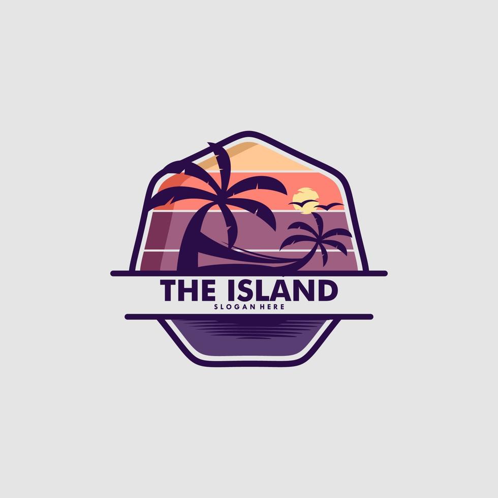 eiland logo ontwerp vector sjabloon premie vector