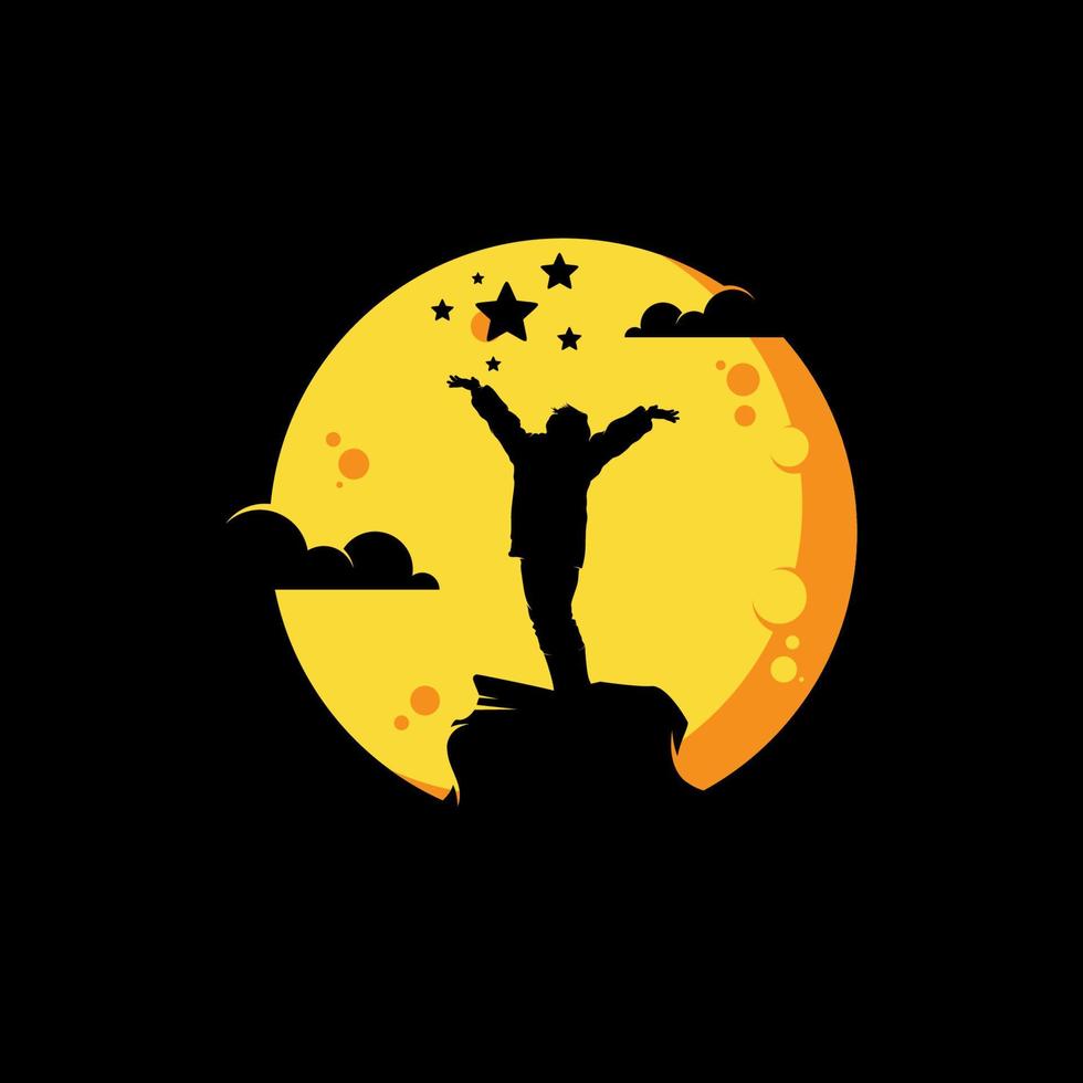 kinderen droom Aan de maan logo ontwerp sjabloon vector