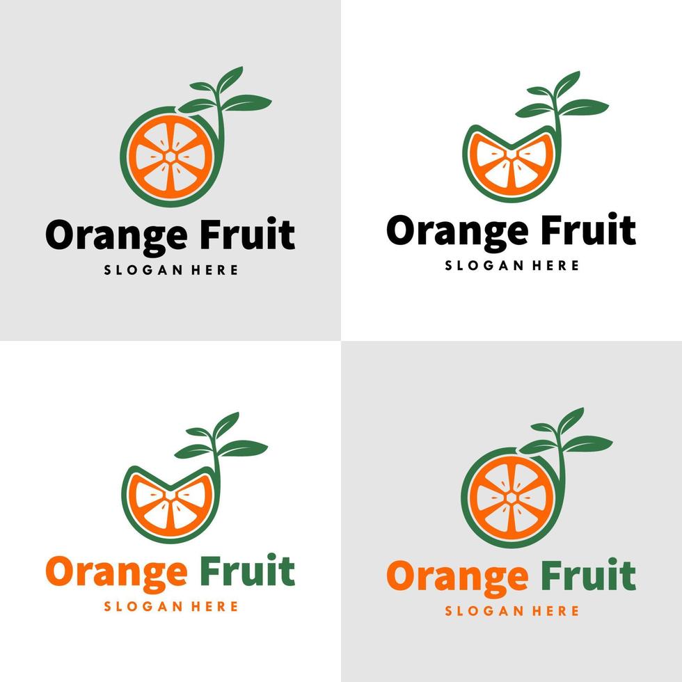 reeks van oranje fruit logo ontwerp vector