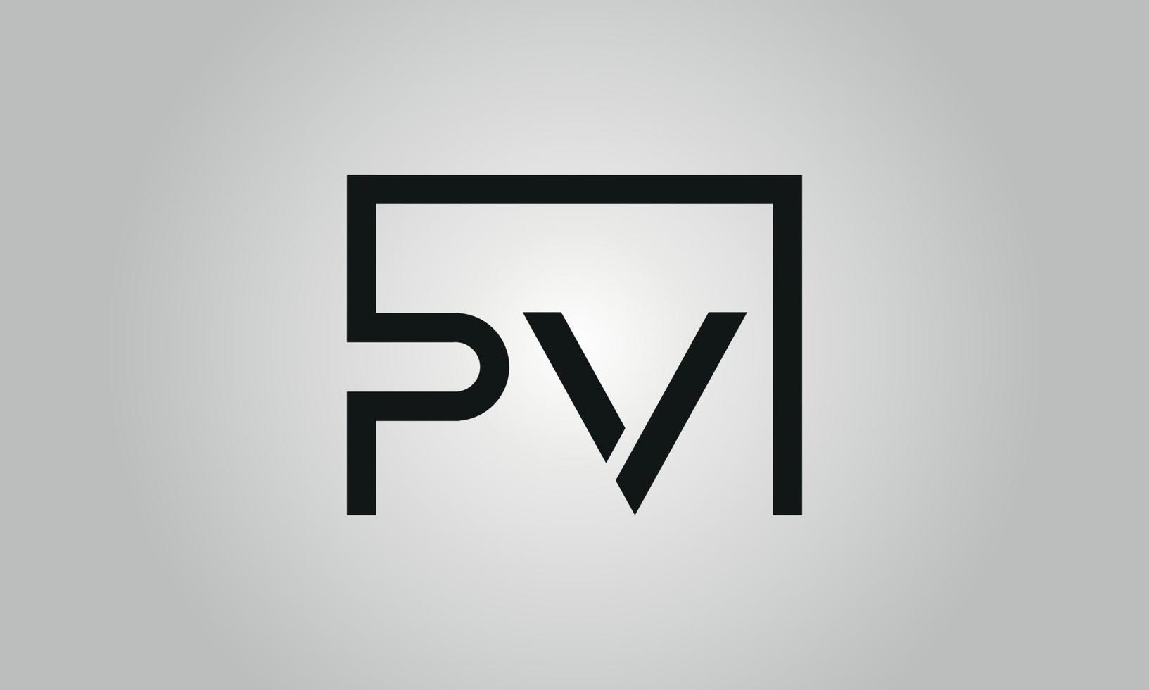 brief pv logo ontwerp. pv logo met plein vorm in zwart kleuren vector vrij vector sjabloon.