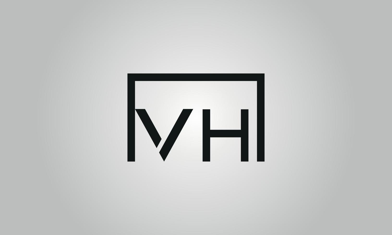 brief vh logo ontwerp. vh logo met plein vorm in zwart kleuren vector vrij vector sjabloon.