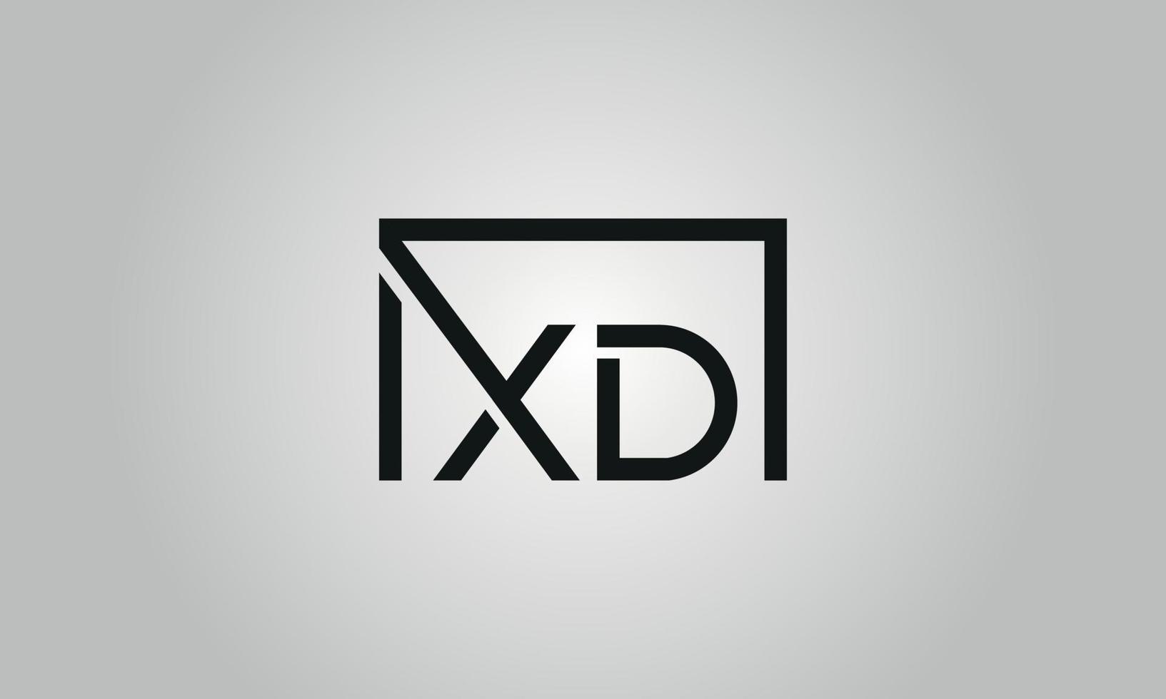 brief xd logo ontwerp. xd logo met plein vorm in zwart kleuren vector vrij vector sjabloon.