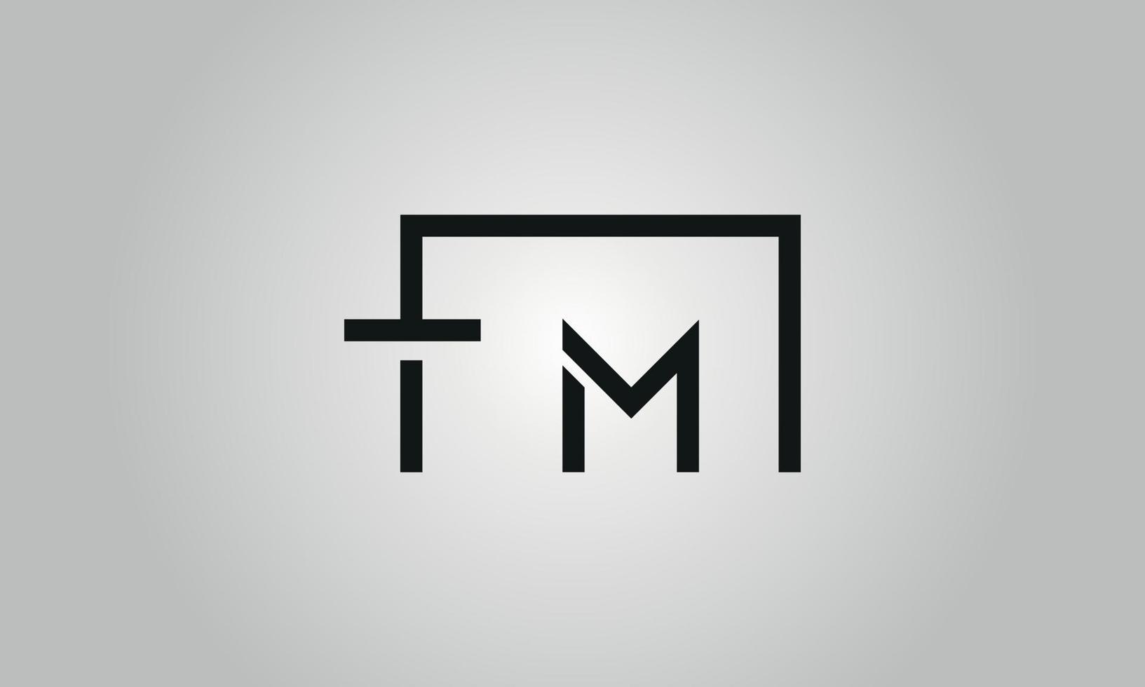 brief tm logo ontwerp. tm logo met plein vorm in zwart kleuren vector vrij vector sjabloon.