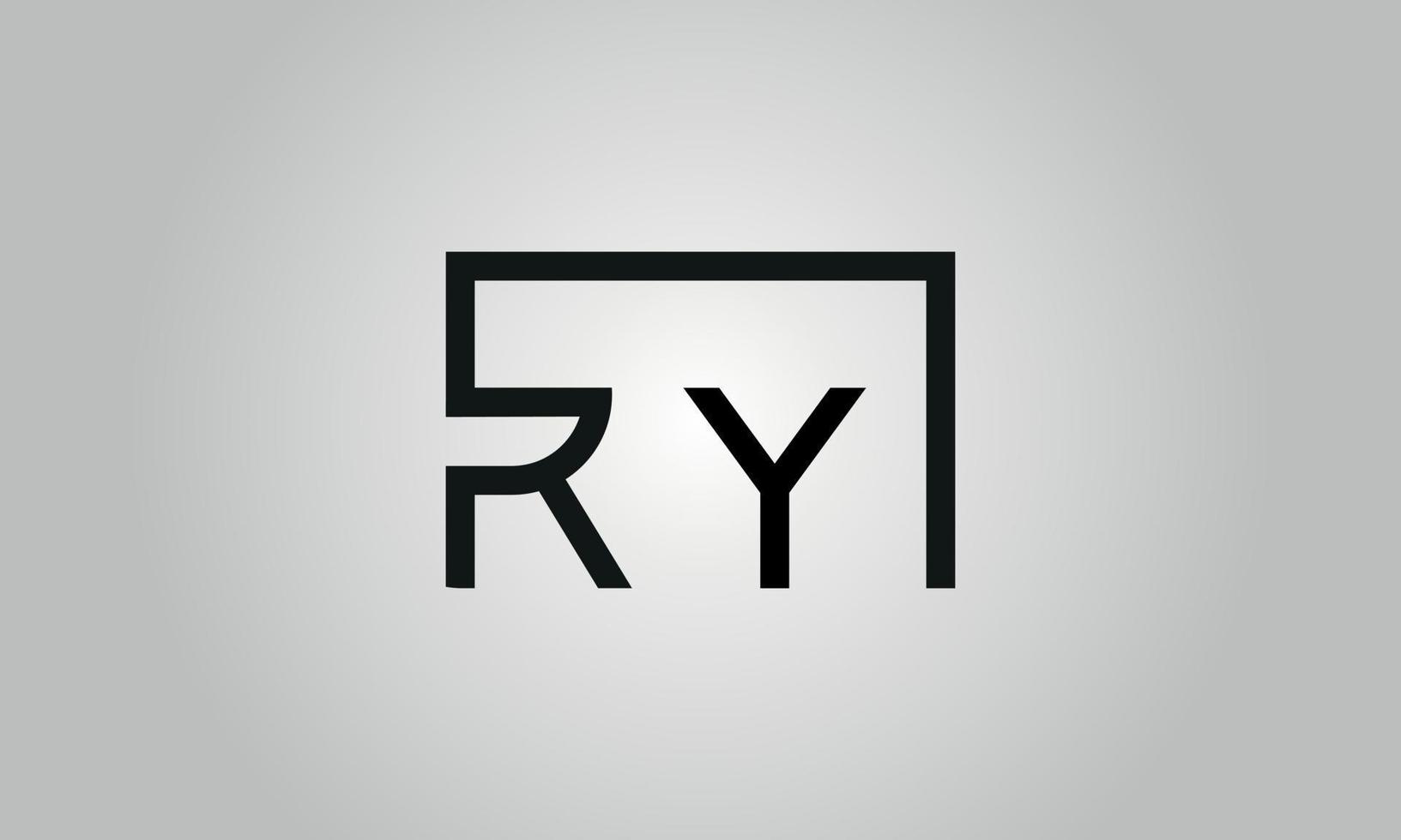 brief ry logo ontwerp. ry logo met plein vorm in zwart kleuren vector vrij vector sjabloon.