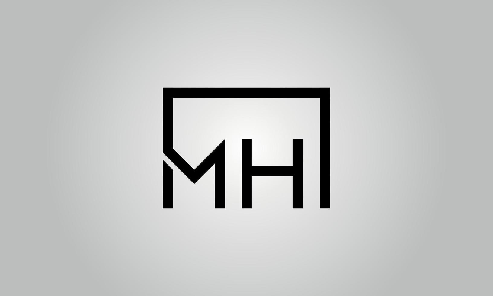 brief mh logo ontwerp. mh logo met plein vorm in zwart kleuren vector vrij vector sjabloon.