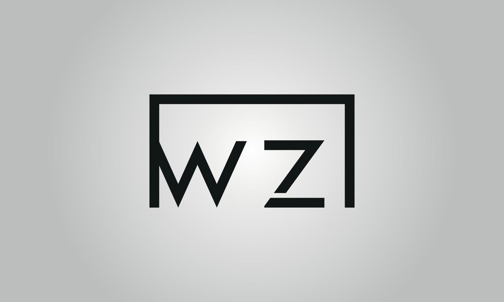 brief wz logo ontwerp. wz logo met plein vorm in zwart kleuren vector vrij vector sjabloon.