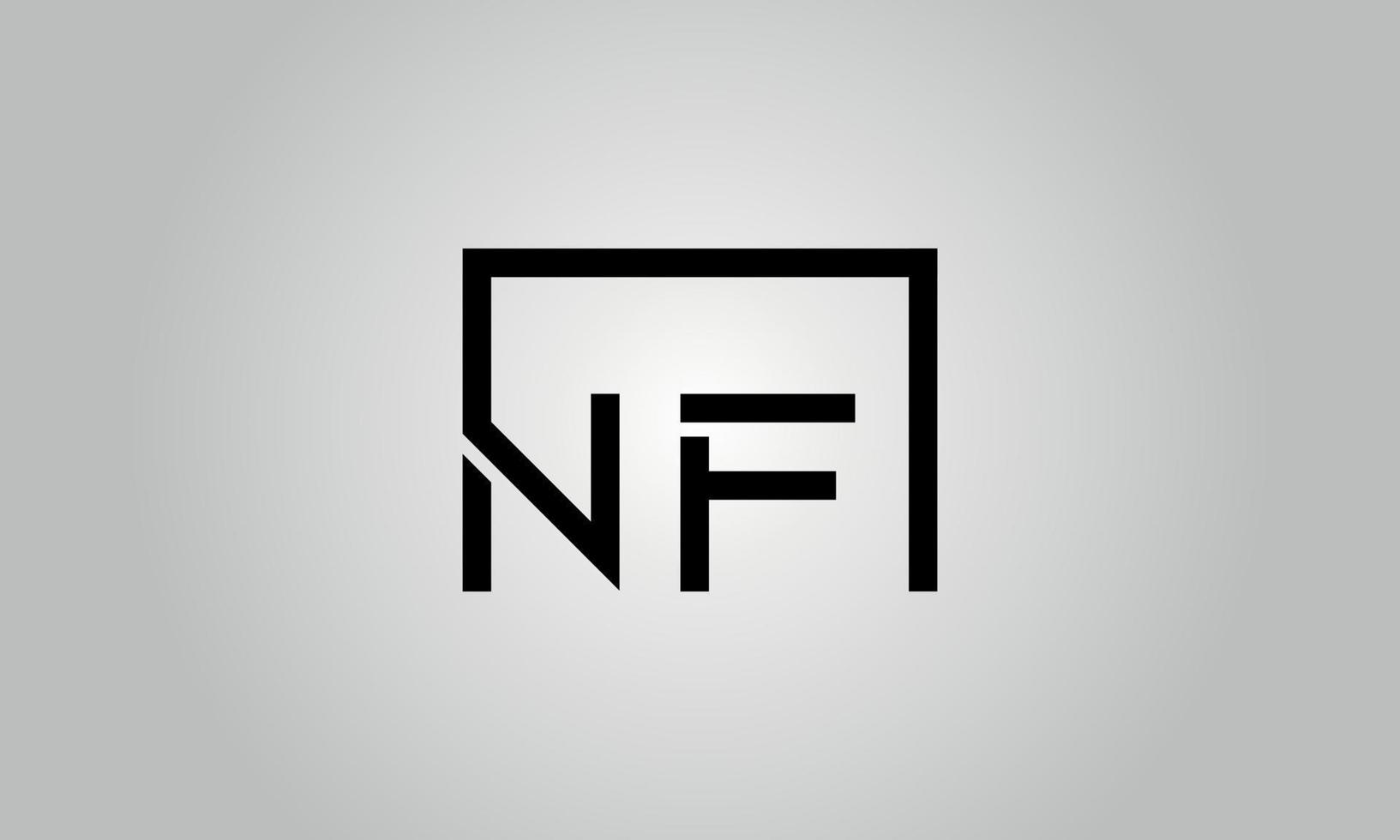 brief nf logo ontwerp. nf logo met plein vorm in zwart kleuren vector vrij vector sjabloon.