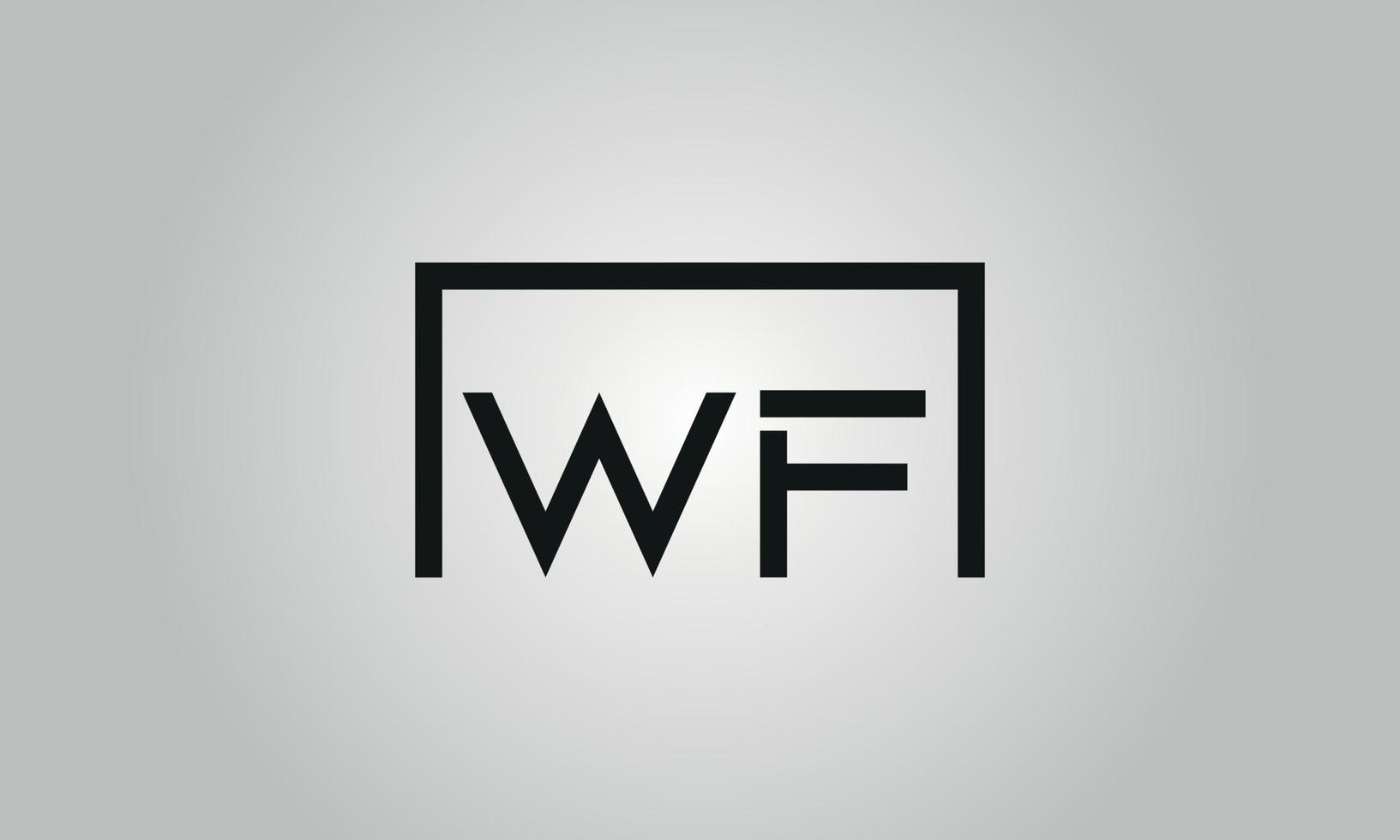 brief wf logo ontwerp. wf logo met plein vorm in zwart kleuren vector vrij vector sjabloon.