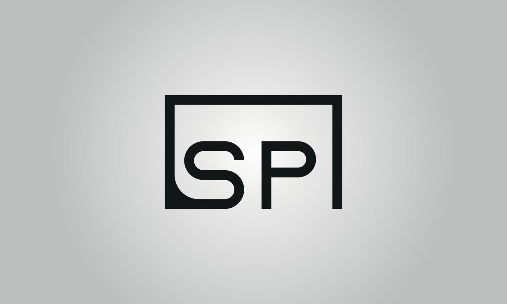 brief sp logo ontwerp. sp logo met plein vorm in zwart kleuren vector vrij vector sjabloon.