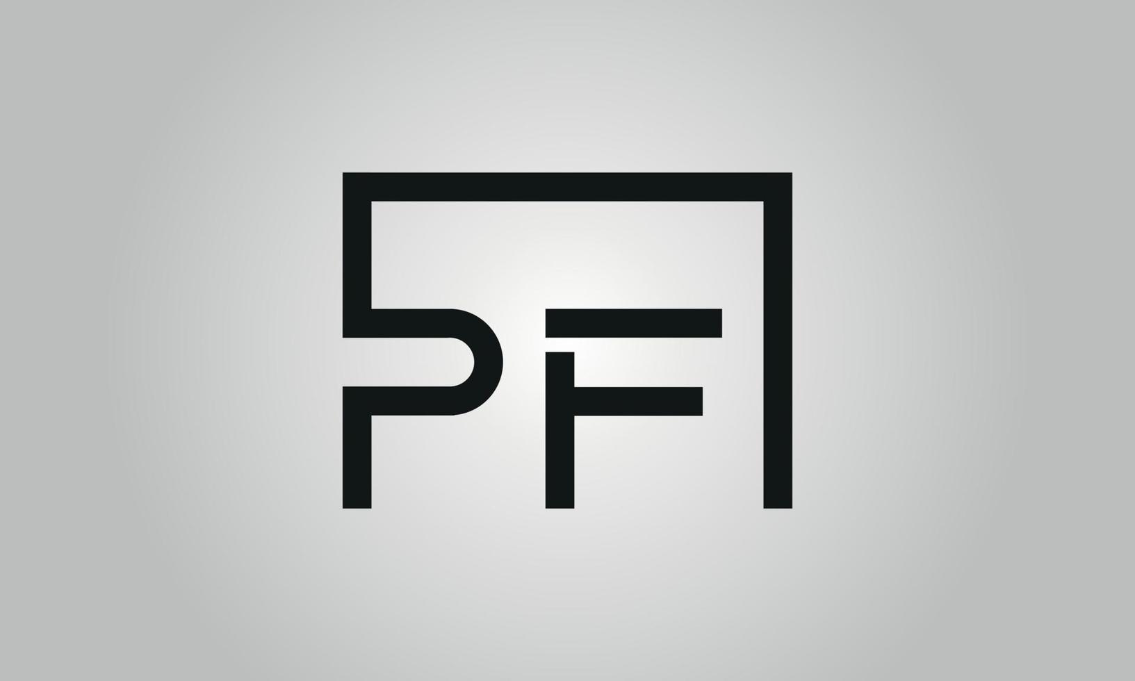 brief pf logo ontwerp. pf logo met plein vorm in zwart kleuren vector vrij vector sjabloon.