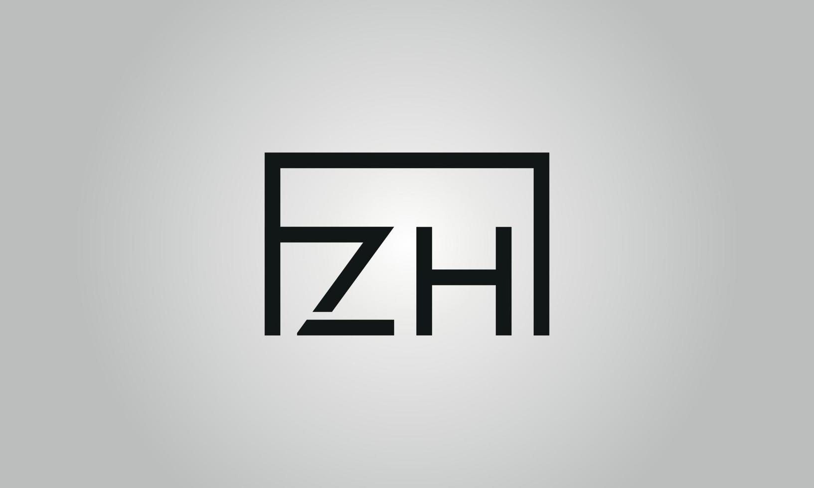 brief zh logo ontwerp. zh logo met plein vorm in zwart kleuren vector vrij vector sjabloon.