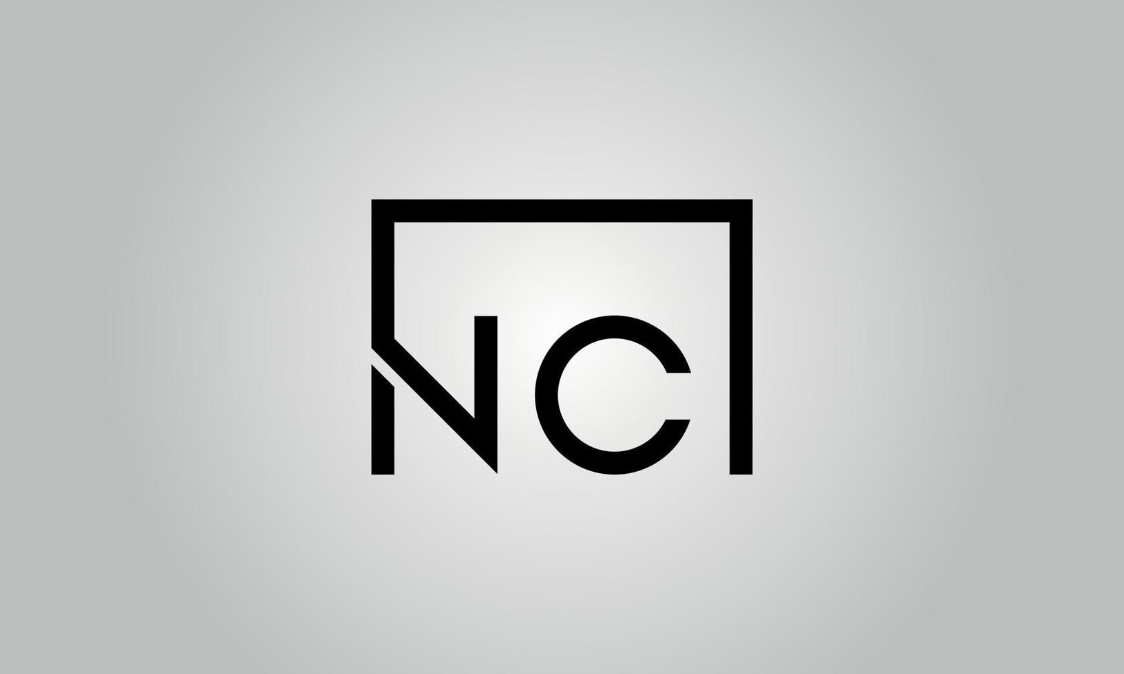 brief nc logo ontwerp. nc logo met plein vorm in zwart kleuren vector vrij vector sjabloon.