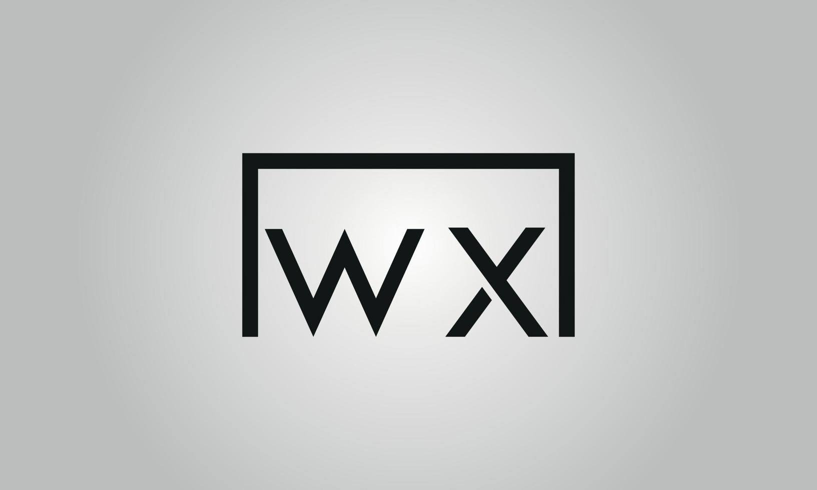 brief wx logo ontwerp. wx logo met plein vorm in zwart kleuren vector vrij vector sjabloon.