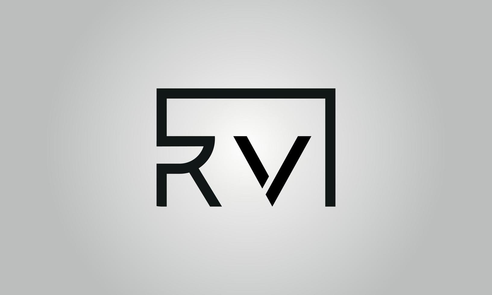 brief rv logo ontwerp. rv logo met plein vorm in zwart kleuren vector vrij vector sjabloon.