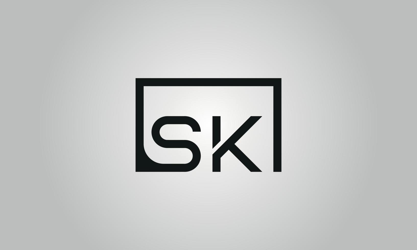 brief sk logo ontwerp. sk logo met plein vorm in zwart kleuren vector vrij vector sjabloon.