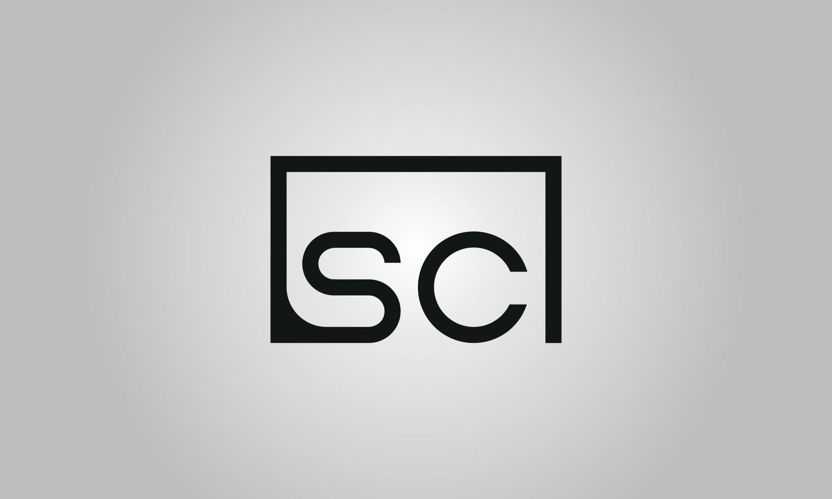 brief sc logo ontwerp. sc logo met plein vorm in zwart kleuren vector vrij vector sjabloon.