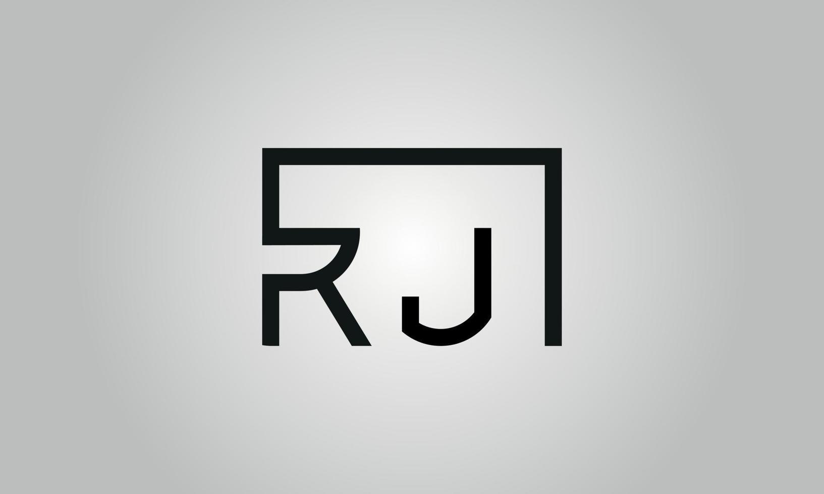 brief rj logo ontwerp. rj logo met plein vorm in zwart kleuren vector vrij vector sjabloon.