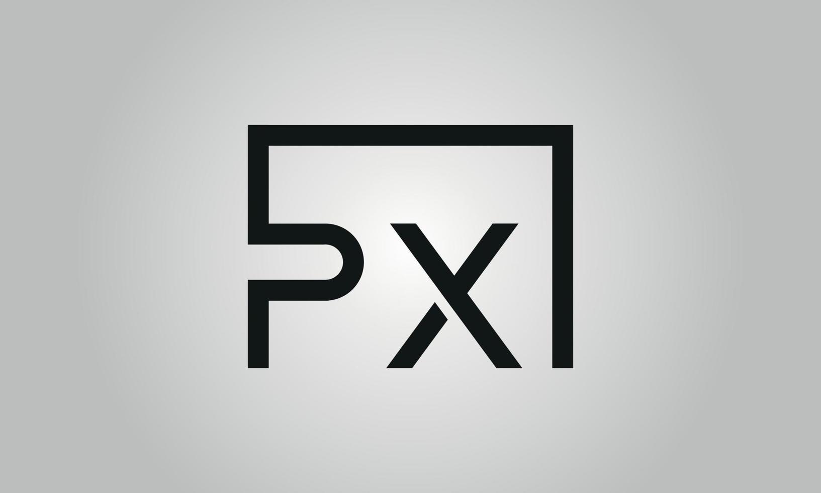 brief px logo ontwerp. px logo met plein vorm in zwart kleuren vector vrij vector sjabloon.