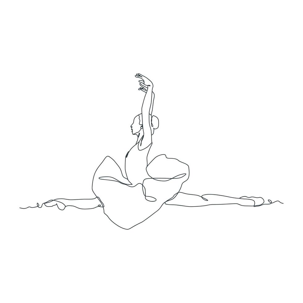 doorlopend lijn tekening illustratie van ballet danser vector
