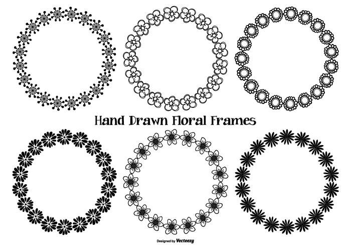 Hand getekende stijl bloemenframes vector