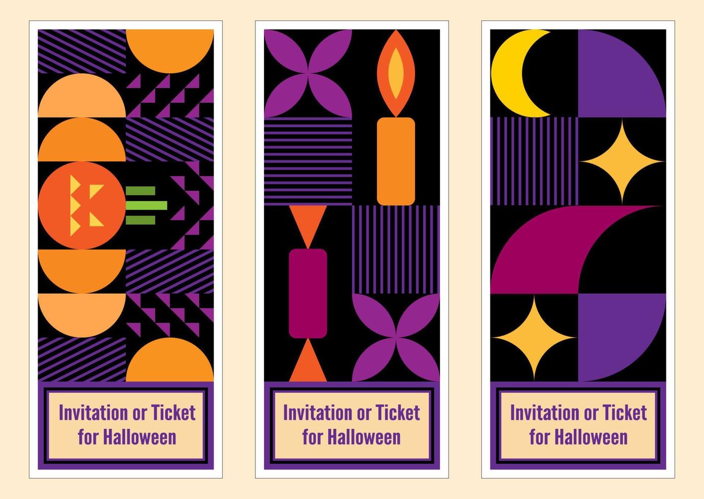 reeks van sjabloon indelingen met gemakkelijk vormen en vormen. abstract patroon gestileerde voor halloween. mooi zo voor uitnodigingen, kaartjes, spandoeken, affiches, flyers enz met kopiëren ruimte. bauhaus stijl. vector. vector