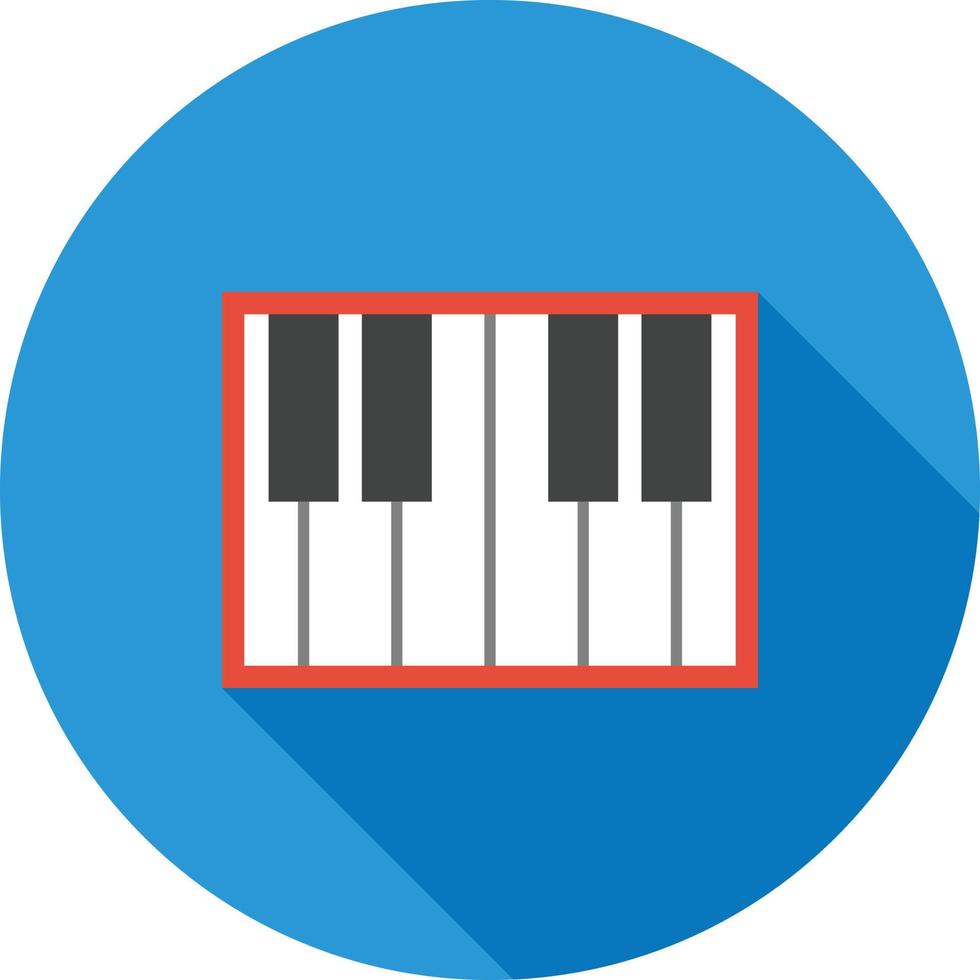 piano toetsenbord vlak lang schaduw icoon vector