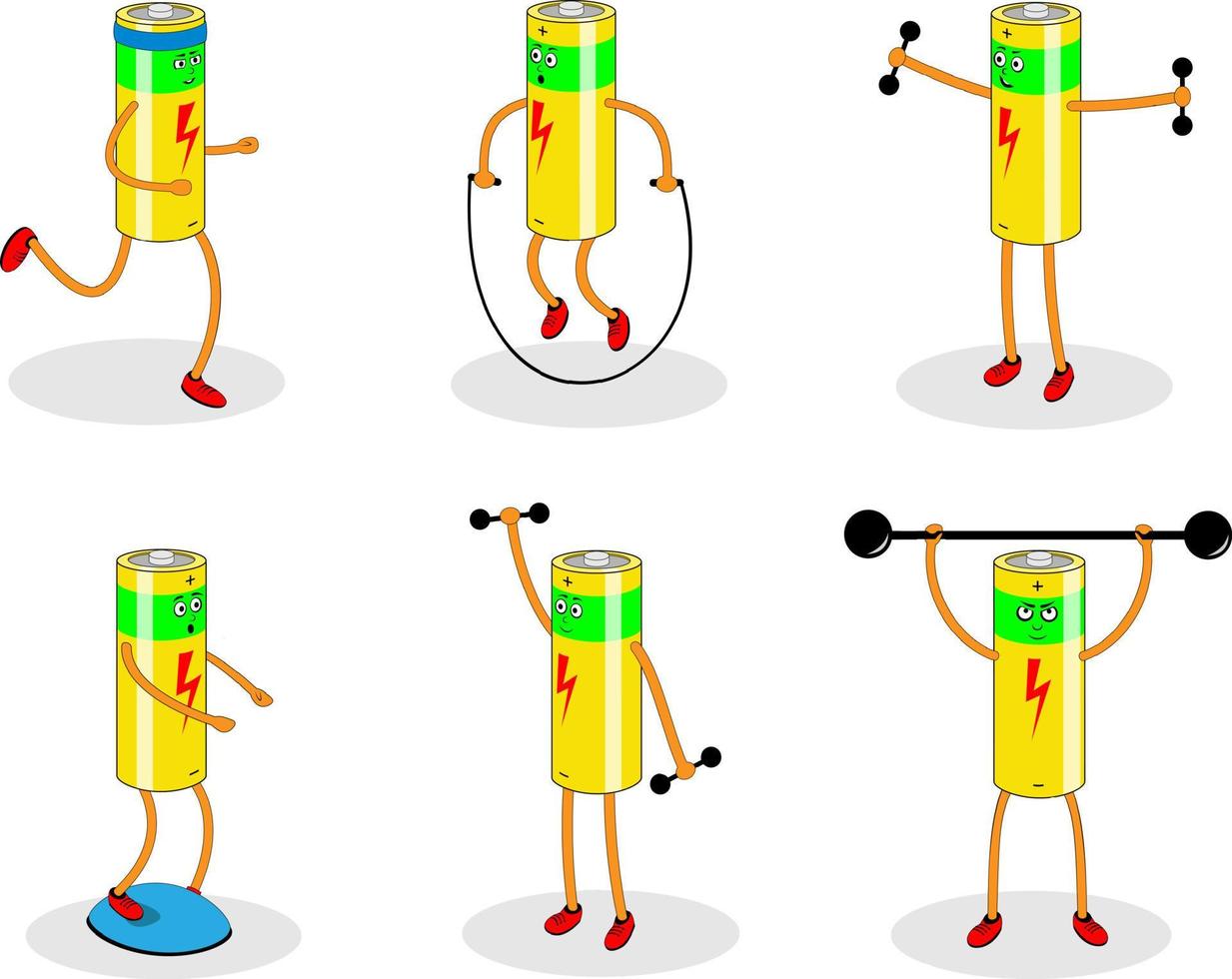 elektrisch accu aan het doen geschiktheid Bij de Sportschool. vector