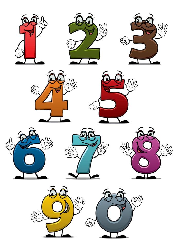 tekenfilm grappig getallen en cijfers vector