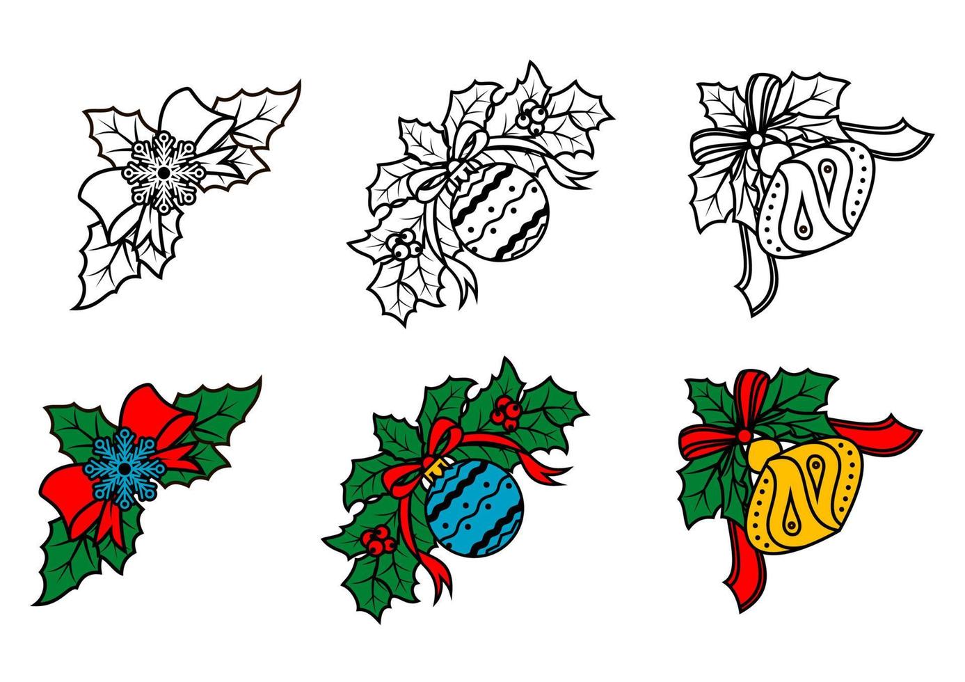 Kerstmis decoratief hoeken reeks vector