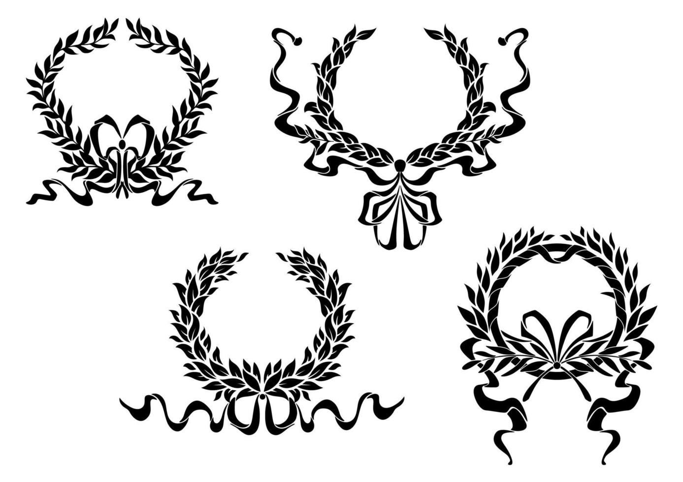 heraldisch laurier kransen met linten vector