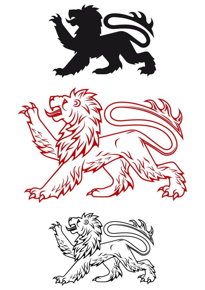 middeleeuws heraldisch leeuw vector